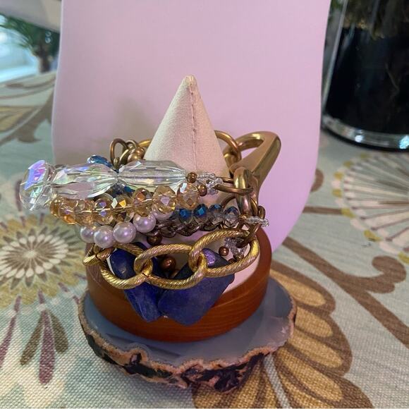 Marlaina Stone Chinky Multi Strand Chainlink Beaded Bracelet - Picture 3 of 11